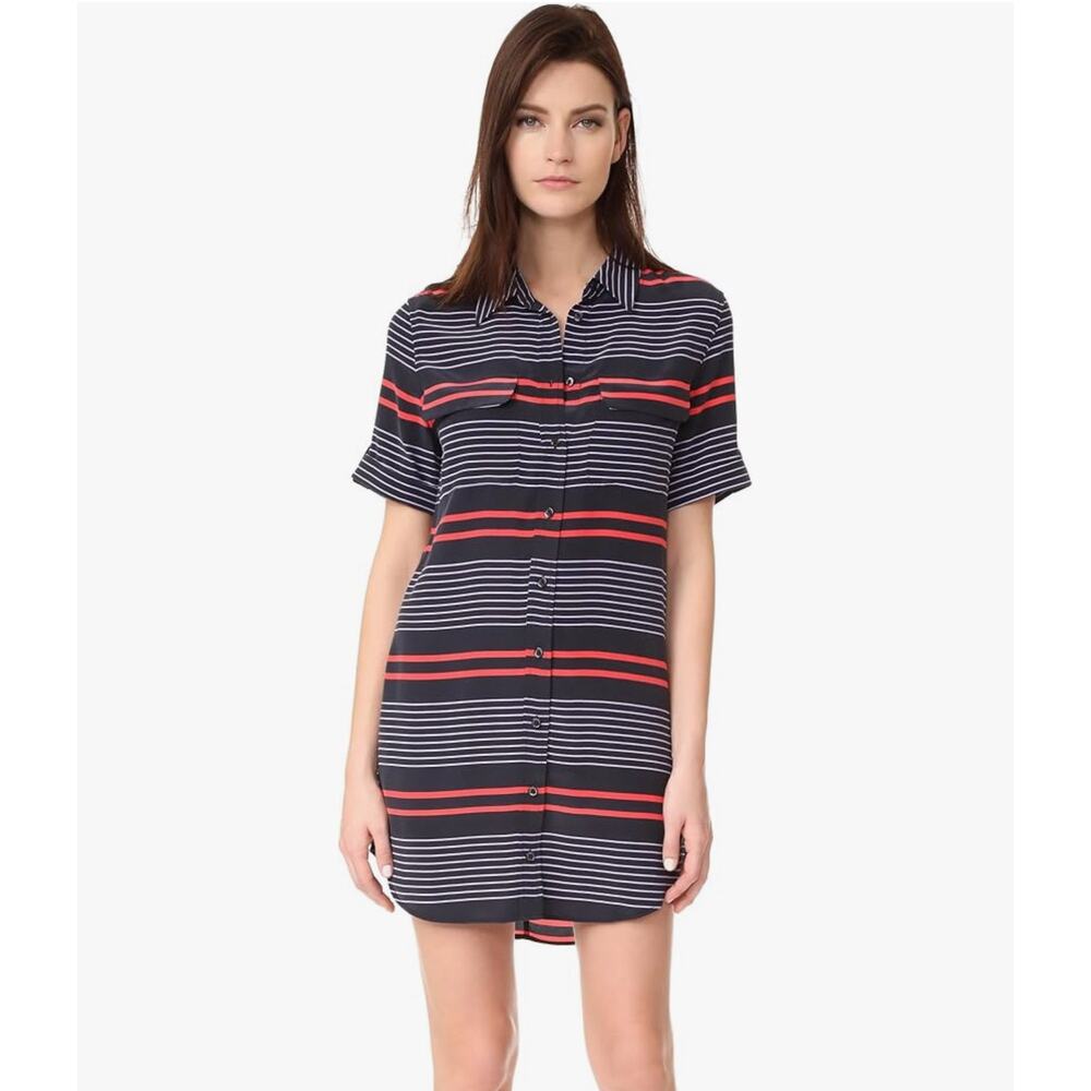 Equipment Navy and Red Striped Mini Dress